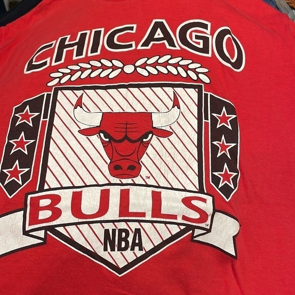 VTG Sportswear 90s Chicago Bulls Tee Single Stitch T-Shirt Med Red 80 Basketball - Picture 13 of 16